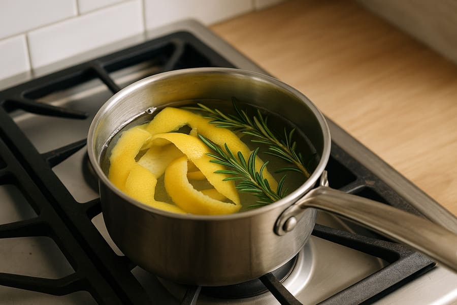 2. Simmer Lemon Peels and Rosemary