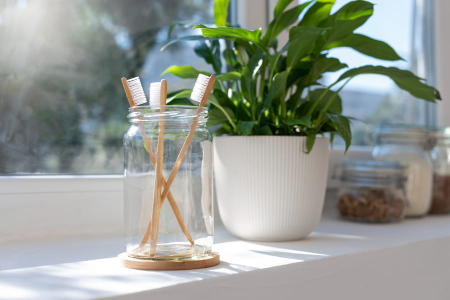 Upcycled Glass Jar Bathroom Organizers